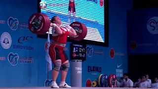 Tatiana Kashirina (75+) - 162kg, 172kg, & 180kg Clean and Jerks @ 2015 European Championships