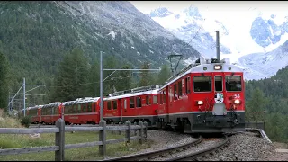 Rhaetian Railway - The ABe 4/4 III railcar on the Bernina Railway between Tirano and St. Moritz