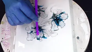 (980) 5 INTERESTING Fluid Art Techniques ~ Acrylic Pouring COMPILATION ~ Black, White and Blue
