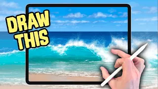 Beach Sea Wave iPad drawing tutorial in Procreate
