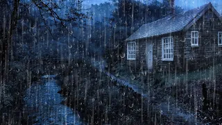 Overcome stress and fall asleep immediately with sound of heavy rain, thunder and soothing river #3