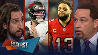 Mike Evans, Bucs agree to 2-yr/$52M deal, should Pats go after Baker Mayfield? | FIRST THINGS FIRST