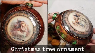 Christmas tree ornament 🎄🎄🎄 Vintage bauble ☃️ Decoupage tutorial