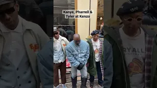 #kanyewest #pharrellwilliams #tylerthecreator arrive at Nigo’s #kenzo show at #parisfashionweek