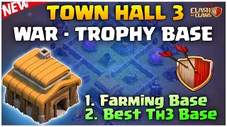 BEST TOWN HALL 3 BASE DESIGN | TH3 WAR BASE | TH3 TROPHY/FARMING/HYBRID BASE WITH LINK - Coc