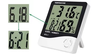 Электронный гигрометр / термометр / часы "HTC-1" Прибор для контроля температуры и влажности