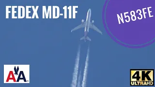 FEDEX MD-11F Leaving 3 Engine Contrails at Altitude N583FE Oakland to Indianapolis