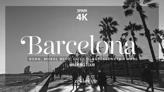 WALKING TOUR🚶🏻🚶🏻‍♀️ BARCELONA - 4K - Born - Gotico - Barceloneta - El beso 🌴 Zekkei walking Tours