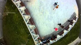 Winter aerial video in A.I. Cuza Park from Bucharest