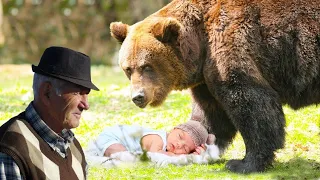 Люди были в шоке, когда увидели, что медведица принесла новорожденного младенца