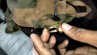 gold ring handmade step by step part 2 || moonga stone ring making full process