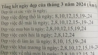 NGÀY TỐT ĐẸP CỦA THÁNG 3/2024 ÂM LỊCH GIÁP THÌN