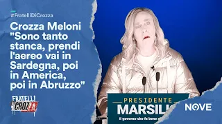 Crozza Meloni "Sono tanto stanca, prendi l'aereo vai in Sardegna, poi in America, poi in Abruzzo"