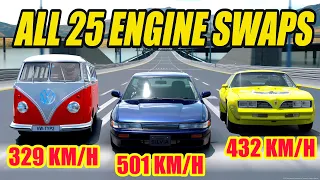 GT7 - All 25 Engine Swaps - Topspeed Comparison