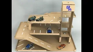 DIY toy car parking hot wheels with lift - Cardboard toy