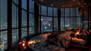 Rainy Night Penthouse: Soothing Rain & City Lights from Above 🌧️🌃✨