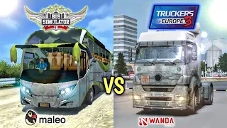 🚚Comparison Video Between Bus Simulator Indonesia with Truckers Of Europe 3 🏕 | Wanda Soft vs Maleo
