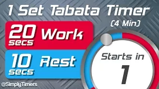 1 Set Tabata Workout Interval Timer (20 sec / 10 sec) 4 Minute Workout