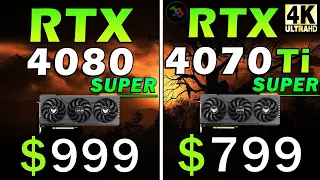 RTX 4080 Super vs RTX 4070 Ti Super | REAL Test in 10 Games | 4K | Rasterization, RT, DLSS, FSR3