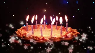 Happy Birthday Cake With Candles Blowing and Greeting!