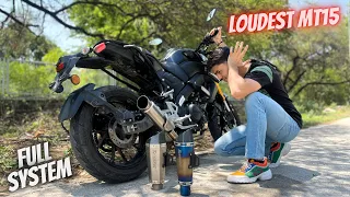 Loudest Full System Exhaust in MT15🥵 | New Yamaha MT15 Loud Exhaust |