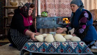 Baking Homemade Traditional Bread in Wood Fired Oven