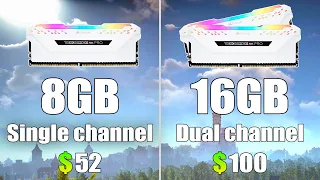 8GB vs 16GB | Single channel vs Dual channel | RAM test in 8 Games (Ryzen 5 3600)