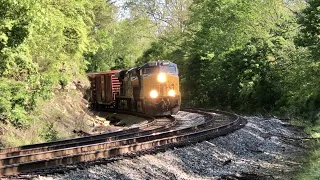 Railfan Camp Site!  Fast Train With DPU On Sharp Curve, Heavy CSX Mixed Freight, Close Look At Rail