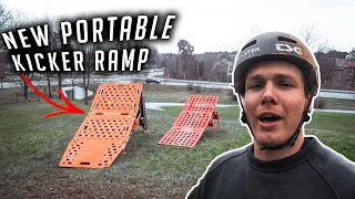 TESTING MY NEW PORTABLE MTB KICKER RAMP + BIKE MAINTENANCE!! (FORK SWITCH)