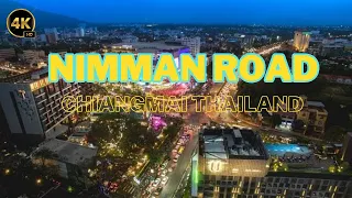 [4k 60fps] Walking Tour at Nimman Road (Nimmanhaemin Road) Chiang Mai Thailand