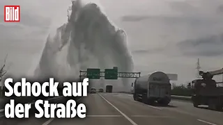 Monster-Fontäne über Autobahn in China