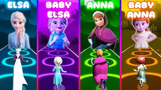 Frozen Elsa And Baby Elsa VS Frozen Anna And Baby Anna - Tiles Hop EDM Rush!