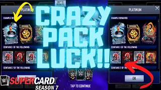 OP CHRISTMAS CARD PACKED!! 2x BG PLATINUM PACKS, FUSIONS & MORE! | WWE SuperCard S7 #7