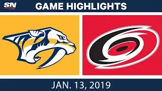 NHL Highlights | Predators vs. Hurricanes - Jan. 13, 2019