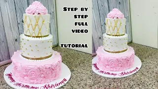 How To Make 3 Tier Cake Design | 3 Tier Cake Decorating Ideas | 3 story wedding cake design