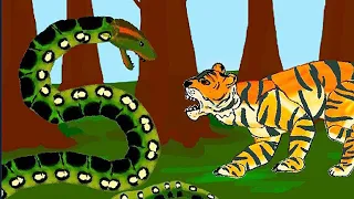 Anaconda vs tiger epic animal fight|cartoon animations|-Tinta Am