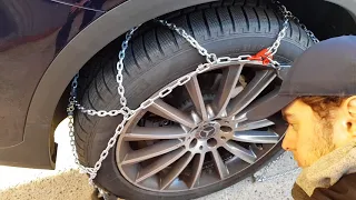 Mercedes GLC snow chain attach rear wheels.