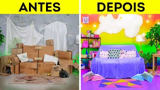 DESAFIO DA TRANSFORMAÇÃO DA SALA || Caro VS Barato! Artesanatos para Decoração, por 123 GO! TRENDS