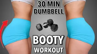 30 Min INTENSE DUMBBELL GLUTE WORKOUT at Home  - Do This to Grow Your BOOTY