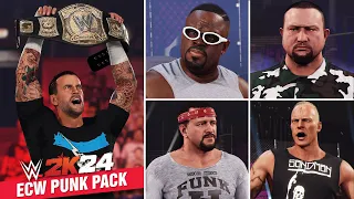 WWE 2K24 DLC Showcase: ECW Punk-Pack - CM Punk, Terry Funk, Sandman, Dudley Boyz | Entrances & more