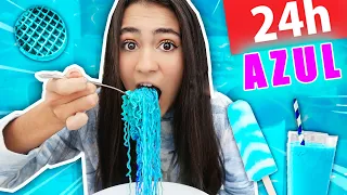 BELA 24 HORAS SÓ COMENDO COMIDA AZUL o DIA INTEIRO | Sorvete Macarrão * Blue Food | Bela Bagunça