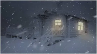 Donmuş Ahşap Kulübede Kar Fırtınası┇Uluyan Rüzgar ve Esen Kar