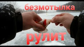 Безмотылка рулит! Плотва и окунь на реке в оттепель!