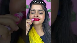 100 Layers Peel off lip tint challenge 😱🙏#shorts #viralshort #youtubeshorts #challenge #makeup