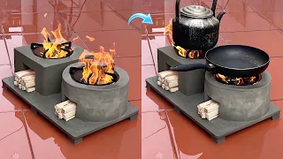 Amazing idea from old Styrofoam - Build a 2-in-1 outdoor wood stove with old Cement and Styrofoam