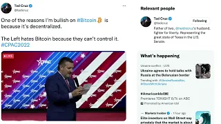 Ted Cruz at CPAC on Bitcoin decentralized freedom