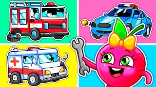 🚓 Let's Repair Fire Truck, Police Car and Ambulance Song 🚒 || VocaVoca Karaoke🥑