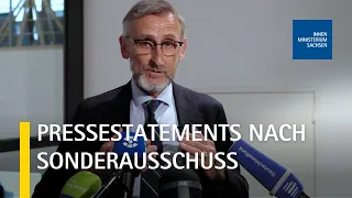 Innenminister Armin Schuster beantwortet Pressefragen zum Polizeieinsatz »TagX« in Leipzig