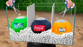 Coca-Cola and Mentos vs Fanta, Sprite in Ballons | Best Coca-Cola Experiments
