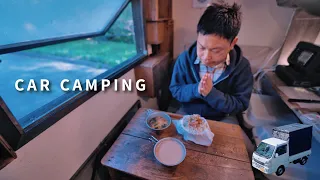 [Car camping] Cold air in the morning. Solo car camp. Light truck camper. 105